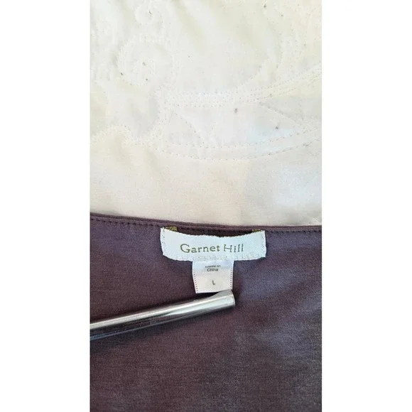 Garnet Hill Womens Mauve Purple V-Neck Twist Front Empire Waist Knit Dress Large - Picture 2 of 11